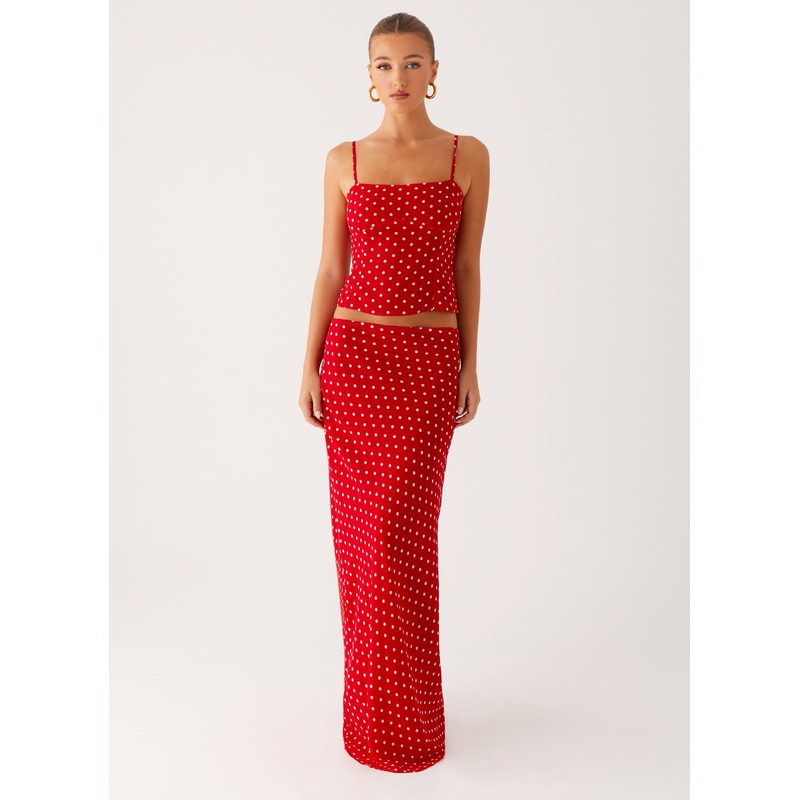 Bendita Maxi Skirt – Red Polka Dot