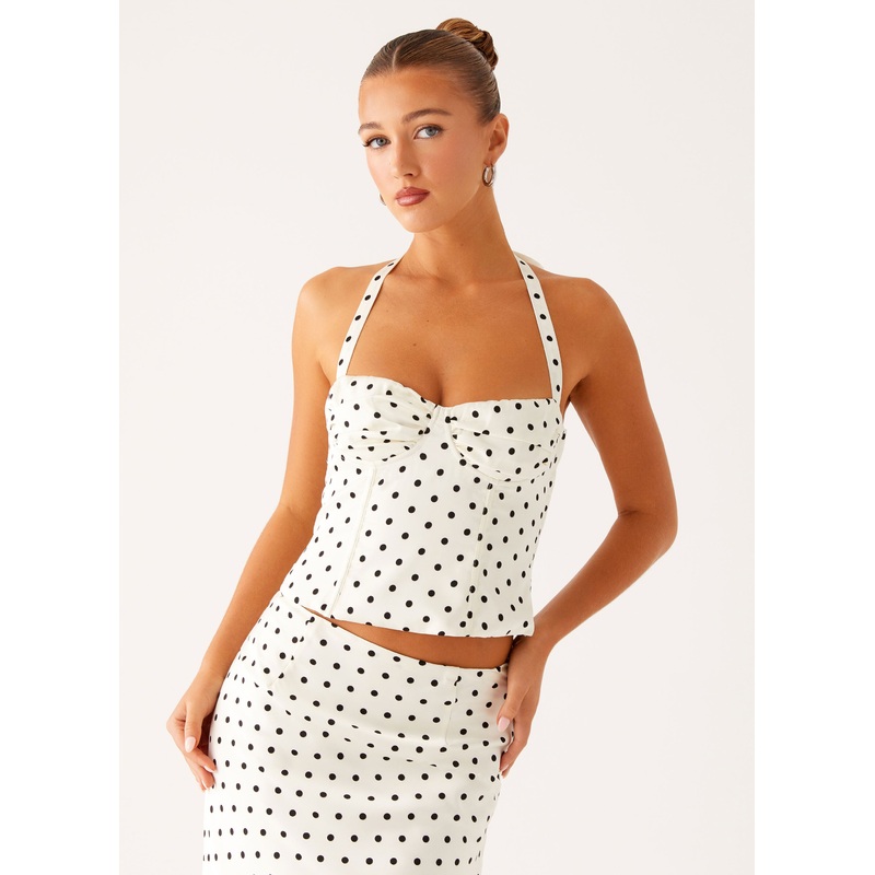Breanne Top – White Polka Dot