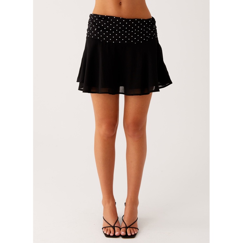 Colby Mini Skirt – Black Polka Dot