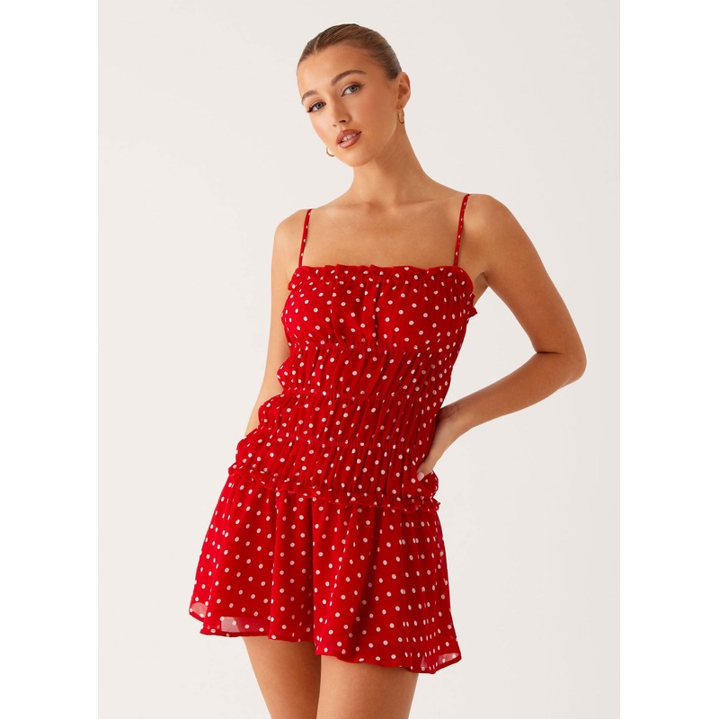 Cynlee Mini Dress – Red Polka Dot