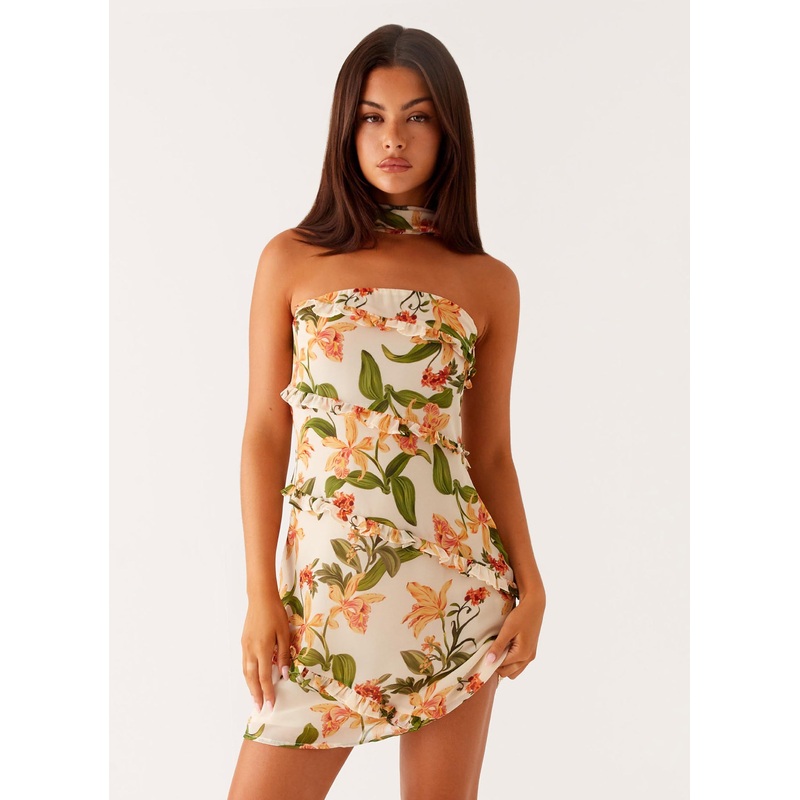 Edwina Strapless Mini Dress – Floral Print
