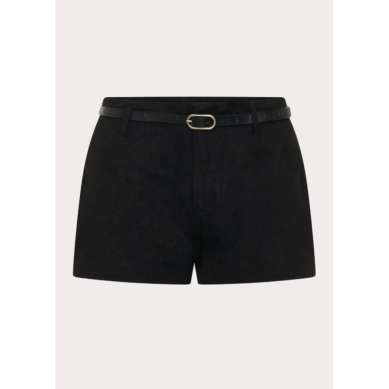 Katie Suede Mini Shorts – Black