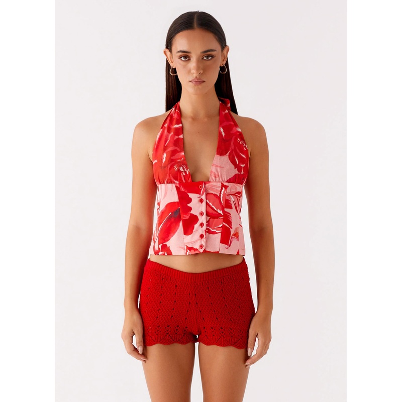 Lets Pretend Halterneck Top – Sicily Sunsets Print
