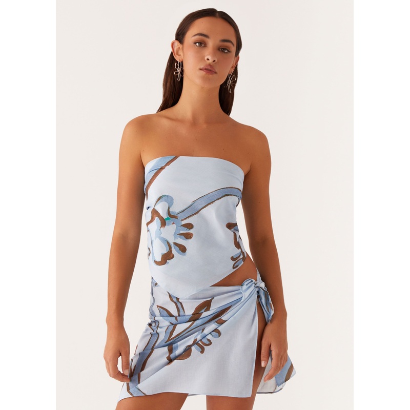 Ocean Is Calling Mini Sarong – Blue Floral Print