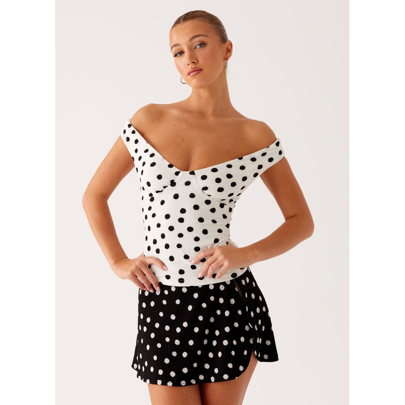 Rylie Top – White Polka Dot