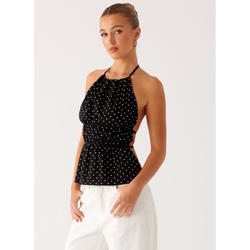 Sergio Halter Top – Black Polka Dot