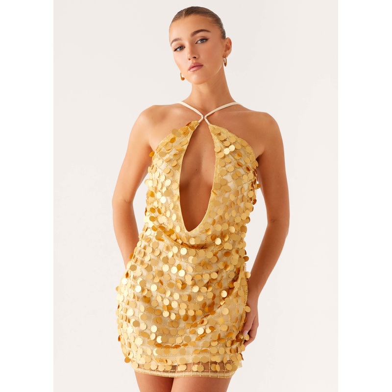 Xander Sequin Mini Dress – Gold