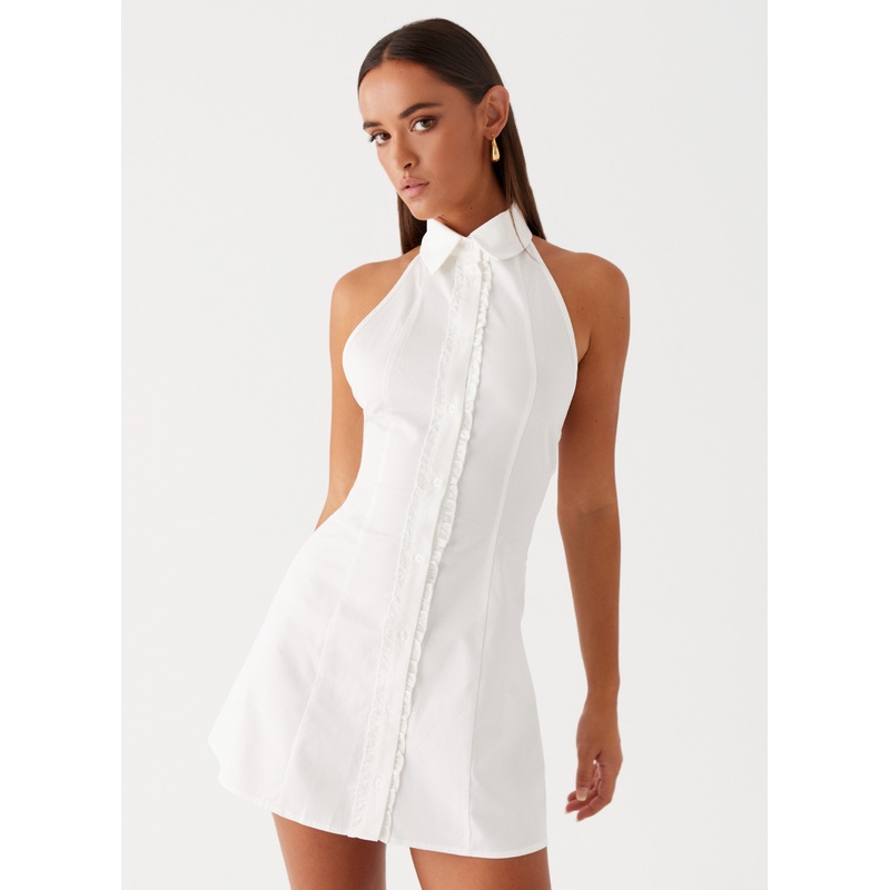 Dallas Collared Mini Dress – White