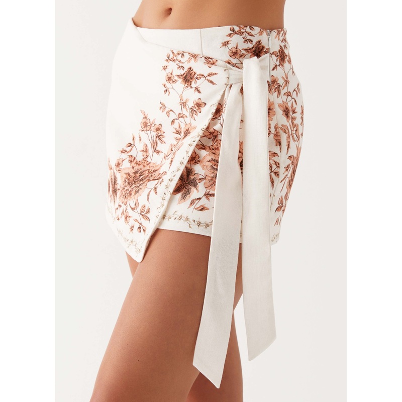 Dreamy Days Wrap Tie Side Mini Skirt – Ivory