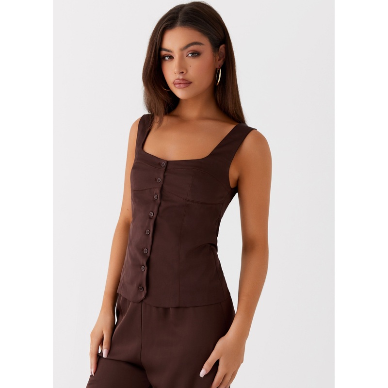 Golden Skies Bustier Panel Top – Chocolate