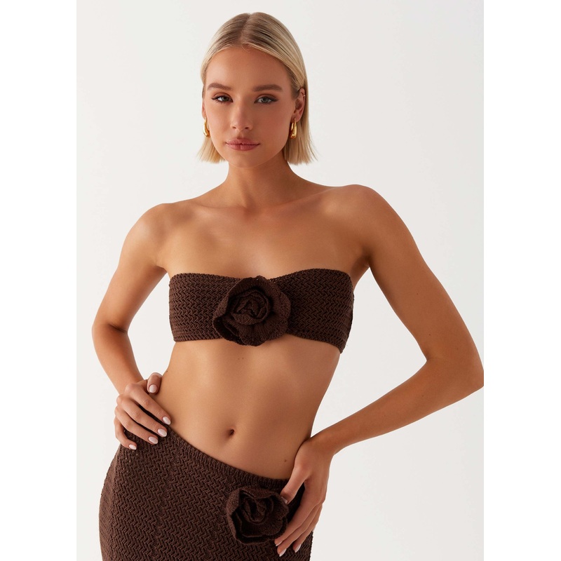 Kelcie Rose Crochet Bandeau Top – Chocolate