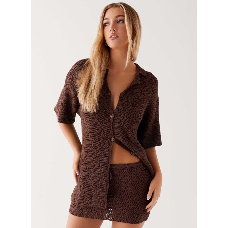Nylah Crochet Mini Skirt – Chocolate