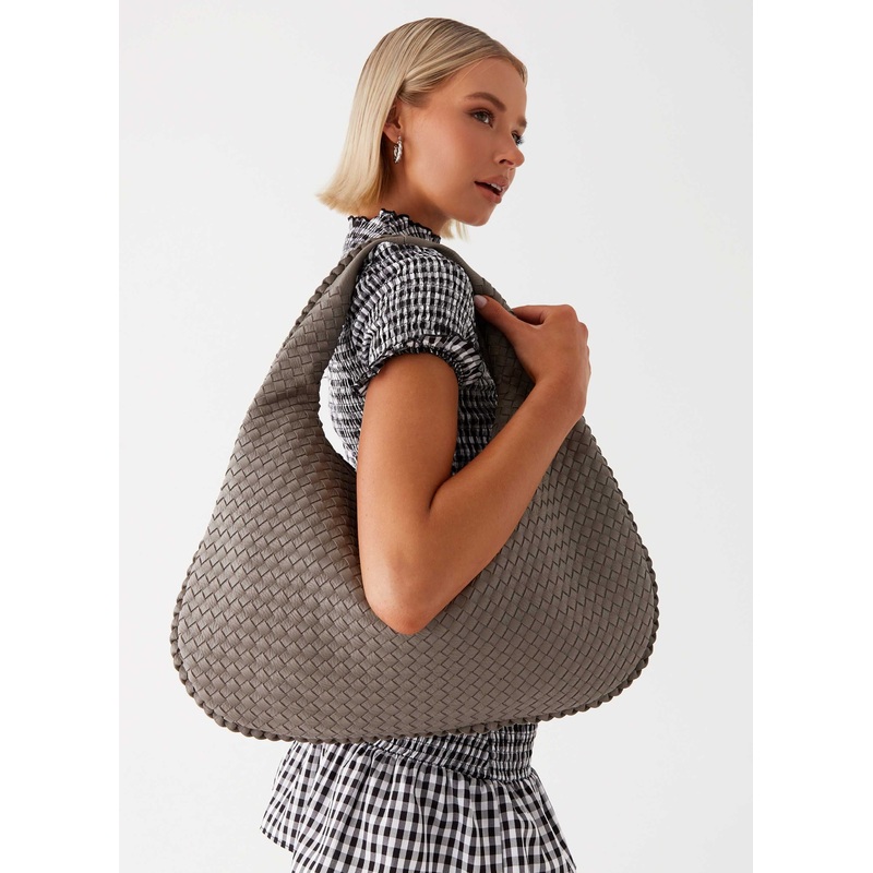 Oriona Woven Handbag – Grey