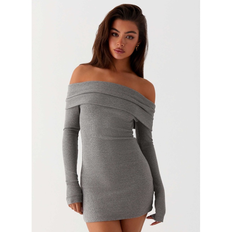 Tanzia Knit Mini Dress – Charcoal