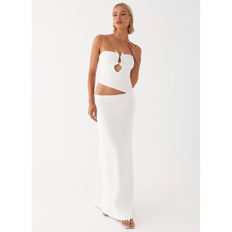 Wild Roses Maxi Dress – White