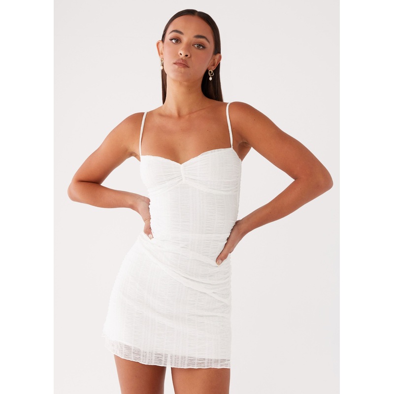 Arden Mesh Mini Dress – White