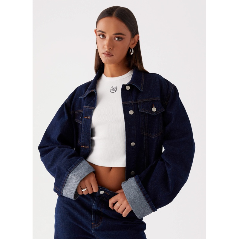Back Again Oversized Denim Jacket – Blue
