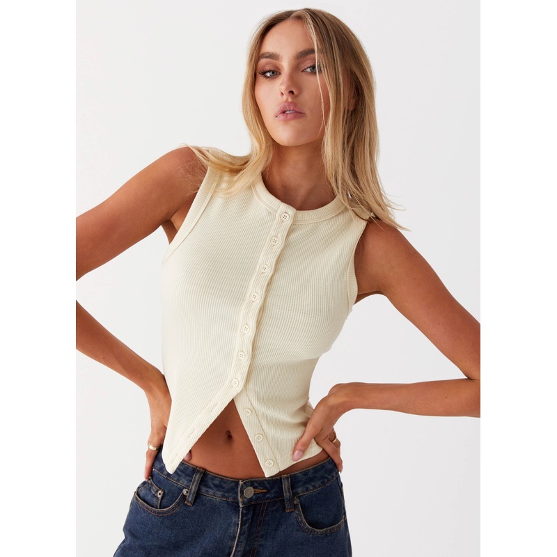 Blair Buttoned Tank Top – Yellow