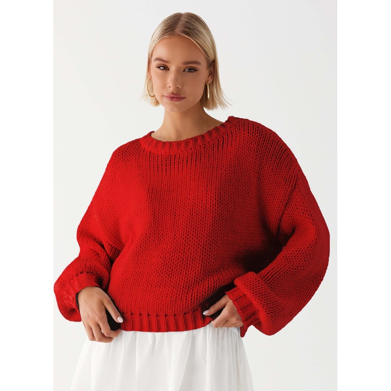 Costella Knit Sweater – Red