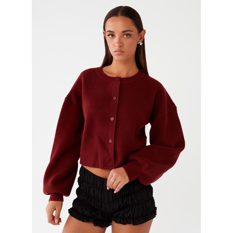 Daphne Knit Cardigan – Maroon