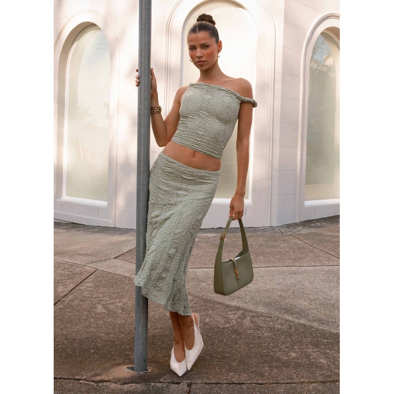 Diamond Sky Midi Skirt – Sage