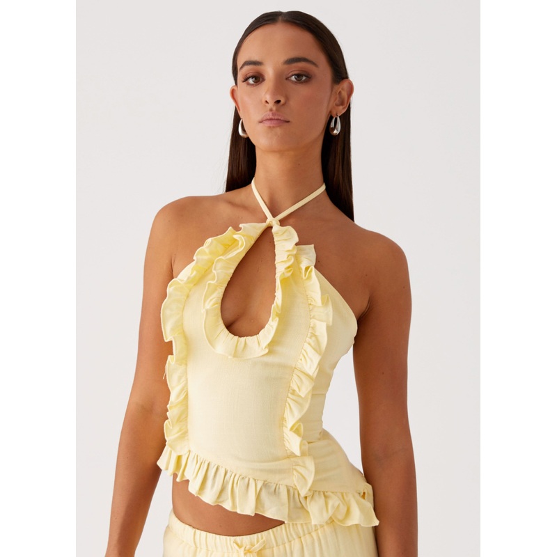 Mariella Linen Top – Yellow