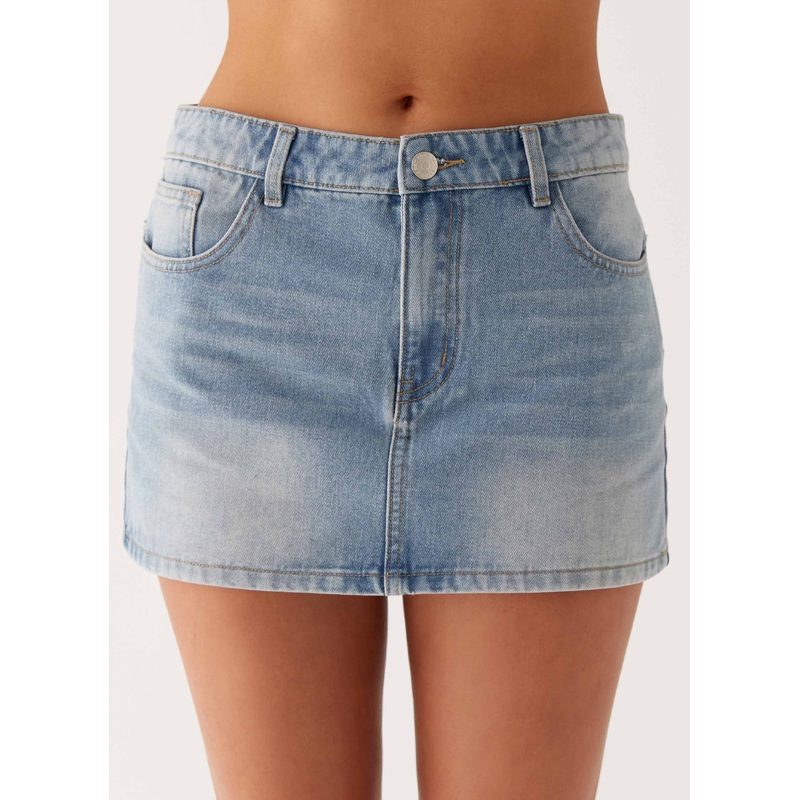 Maysa Low Rise Mini Skirt – Blue