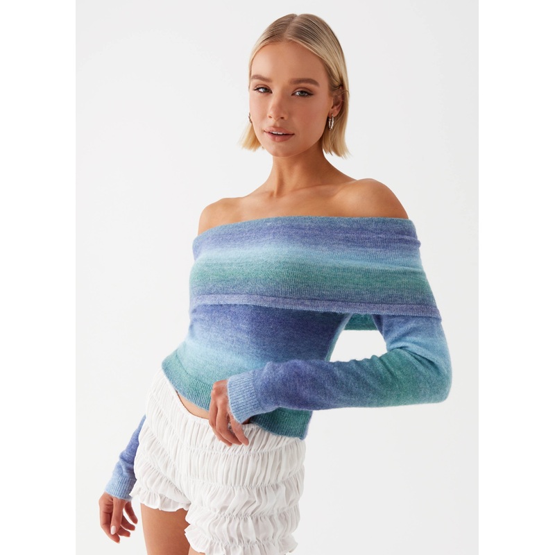Tully Off Shoulder Knit – Blue Ombre