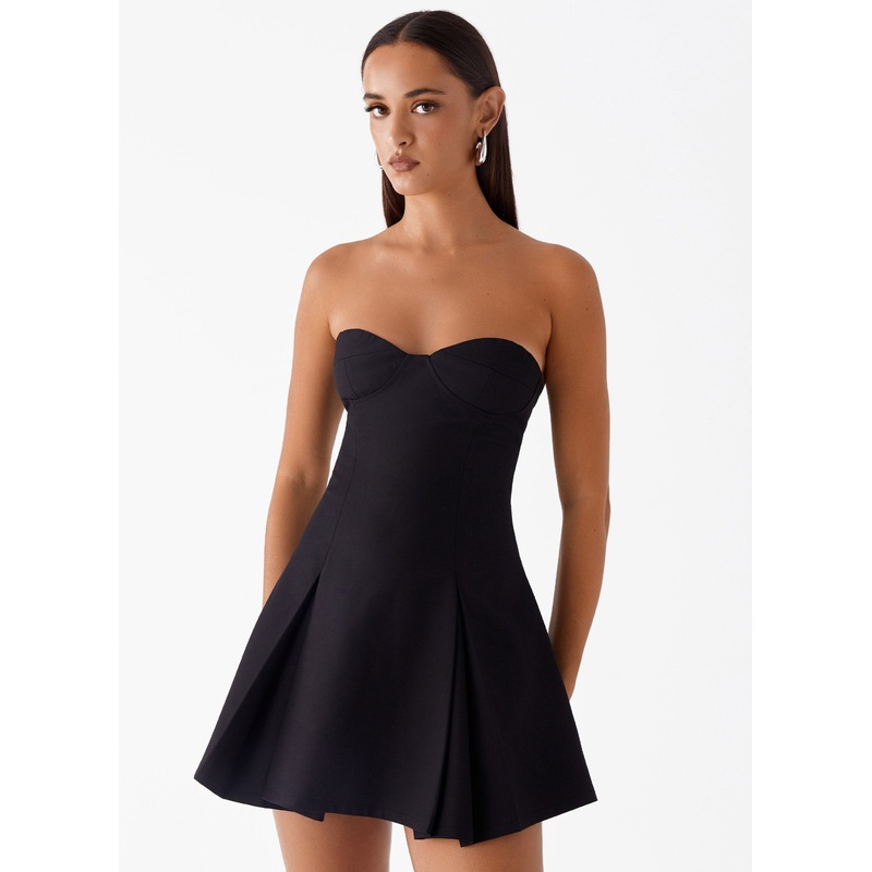 Victoria Strapless Mini Dress – Black