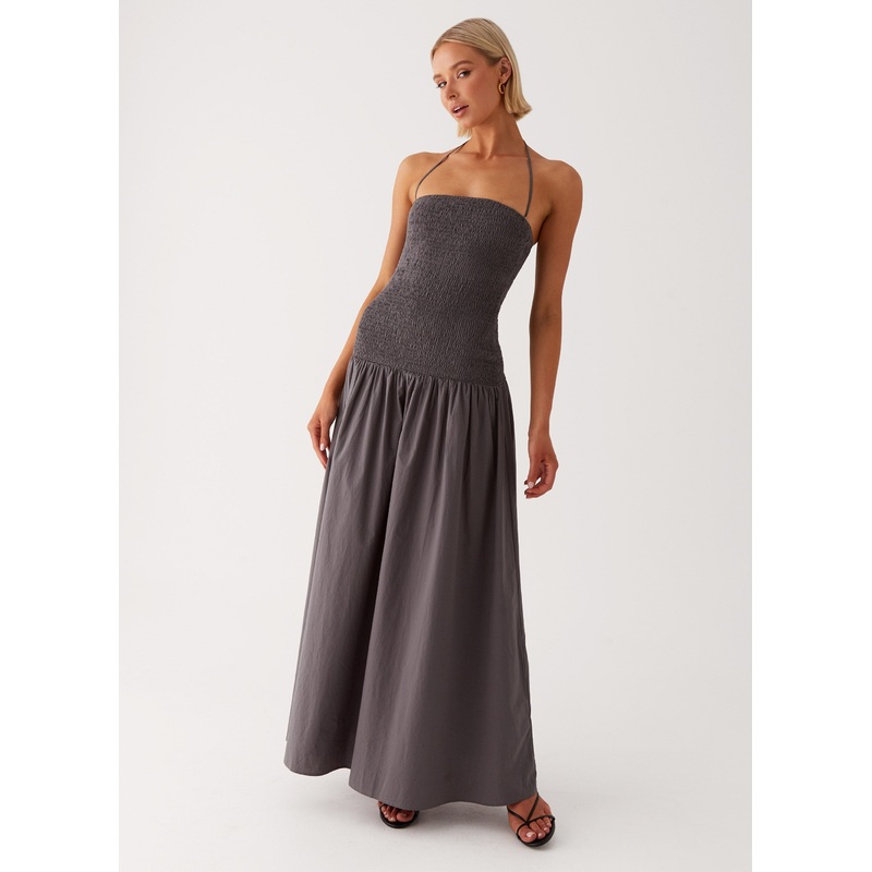 Zahra Maxi Dress – Charcoal