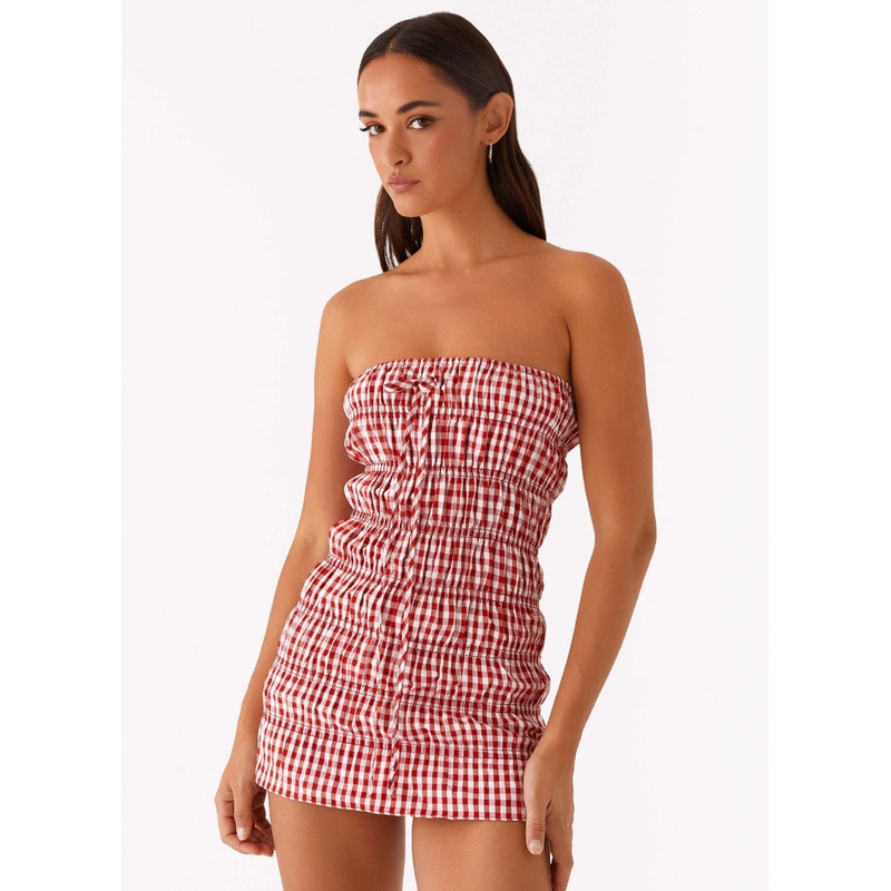 Adele Mini Dress – Red Gingham
