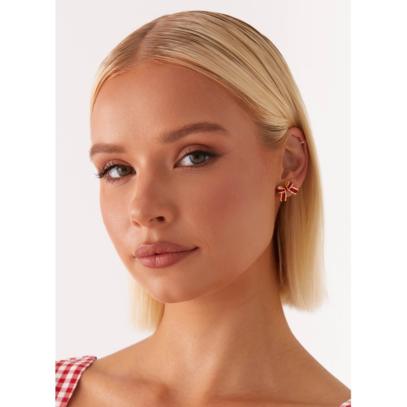 Adorable Bow Earrings – Red