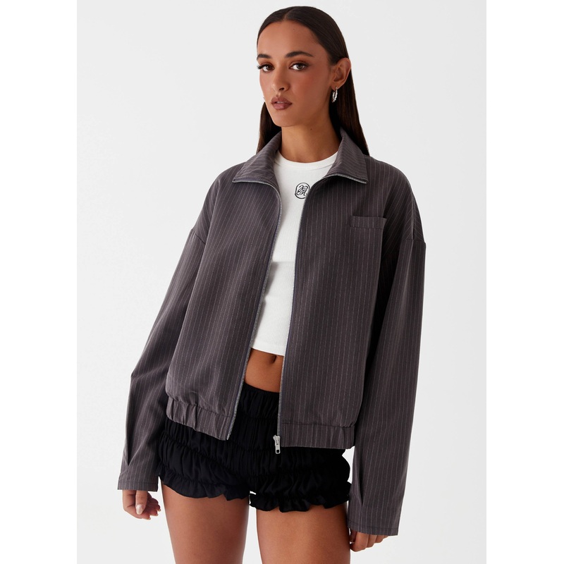 Annelotta Jacket – Grey Pinstripe