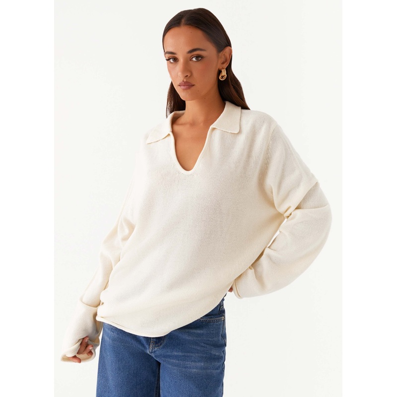 Deena Knit Sweater – White