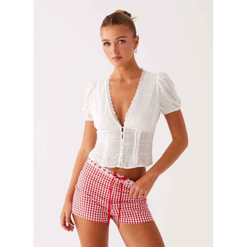 Devon Micro Shorts – Red Gingham