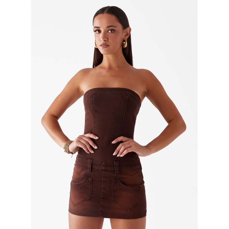 Heading South Mini Dress – Brown