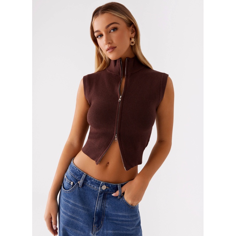 Keegan Knit Vest – Chocolate