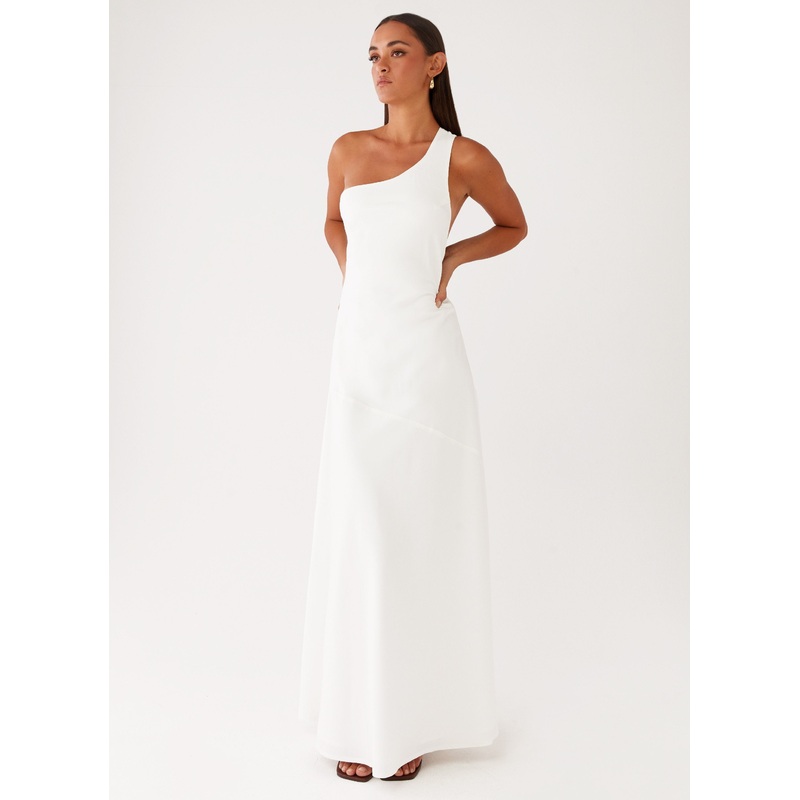 Oaklyn One Shoulder Maxi Dress – Ivory