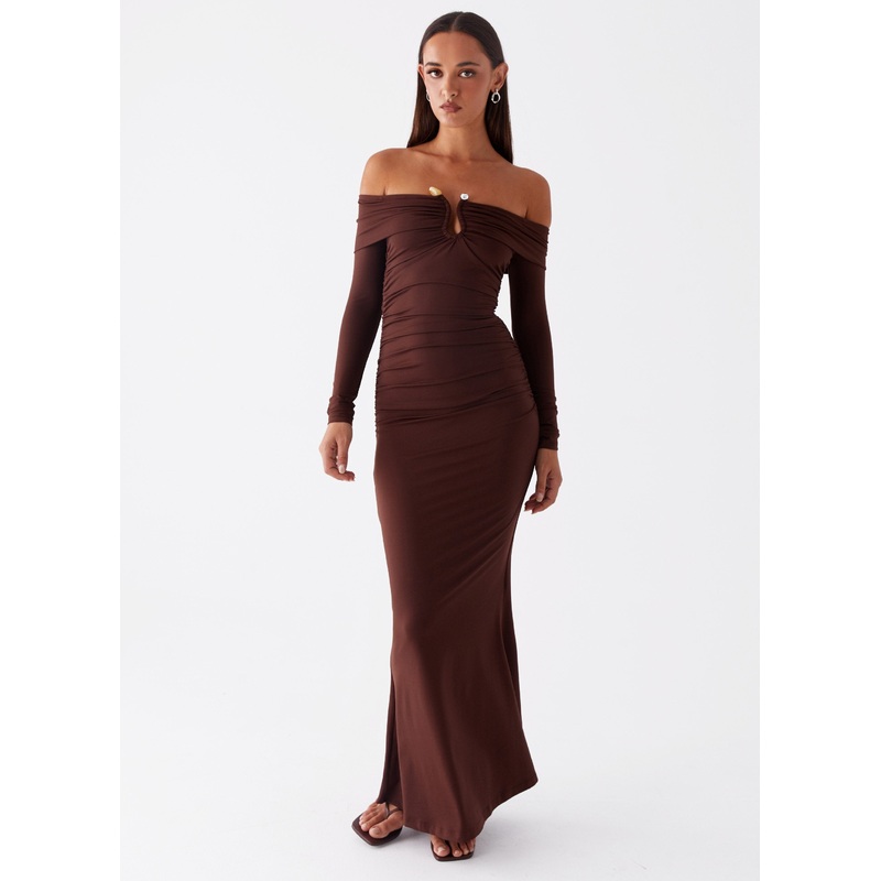 Rudy Long Sleeve Maxi Dress – Chocolate