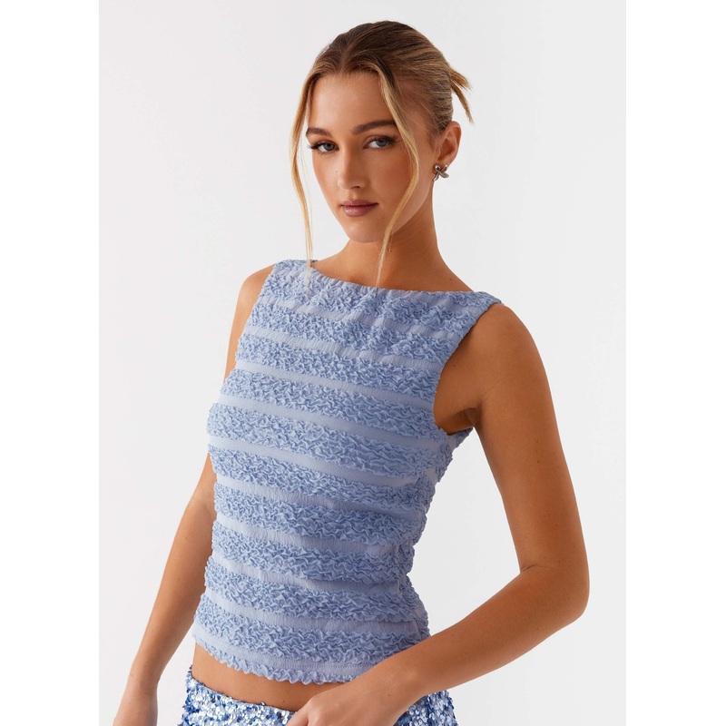 Supernova Boat Neck Top – Blue