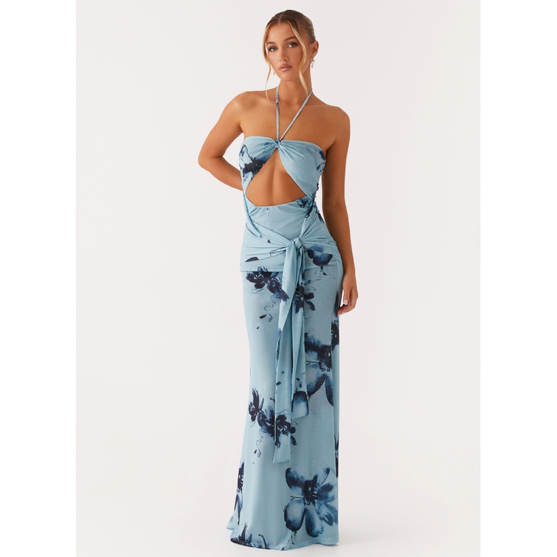 Antonia Maxi Dress – Black Blue Floral