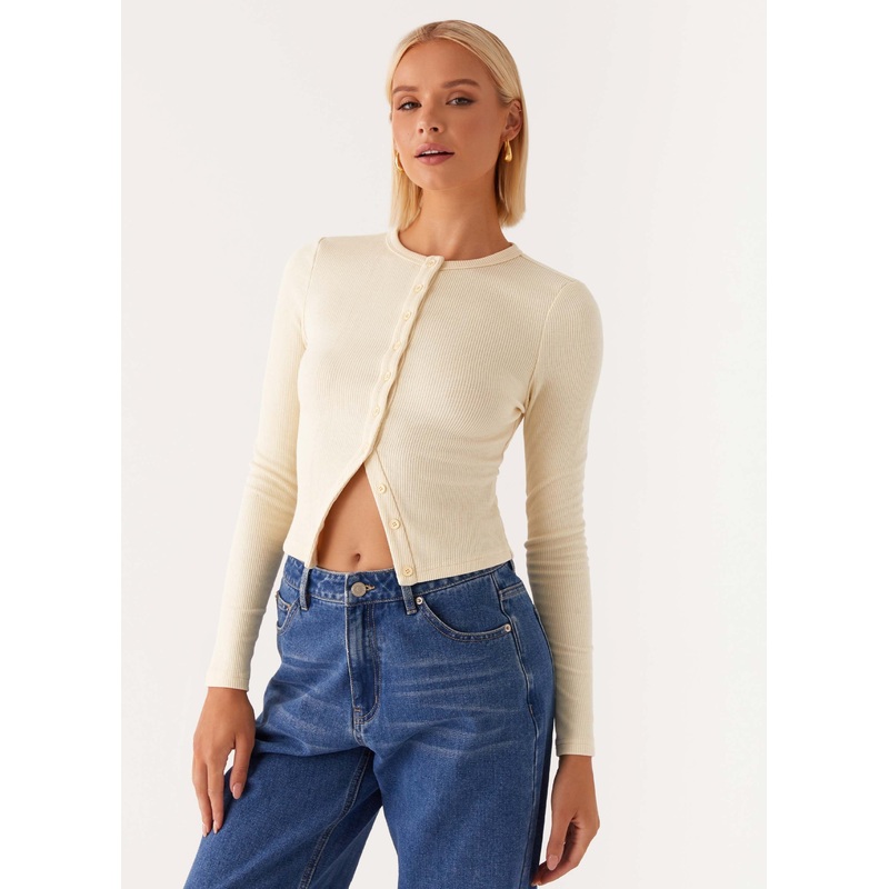 Blair Buttoned Long Sleeve Top – Yellow
