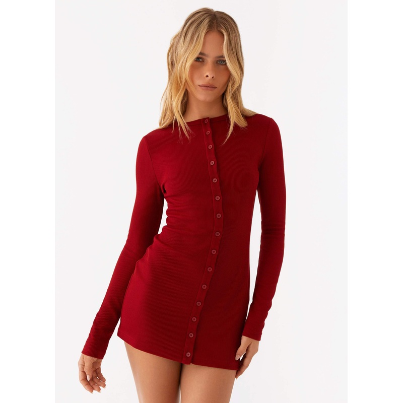 Blair Long Sleeve Mini Dress – Red