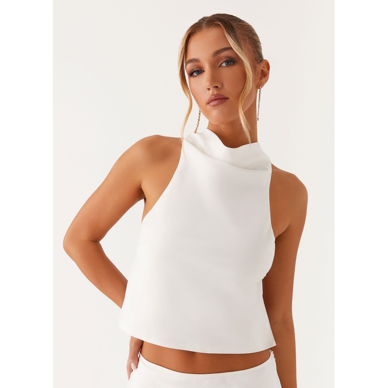 Brookie Satin Top – White