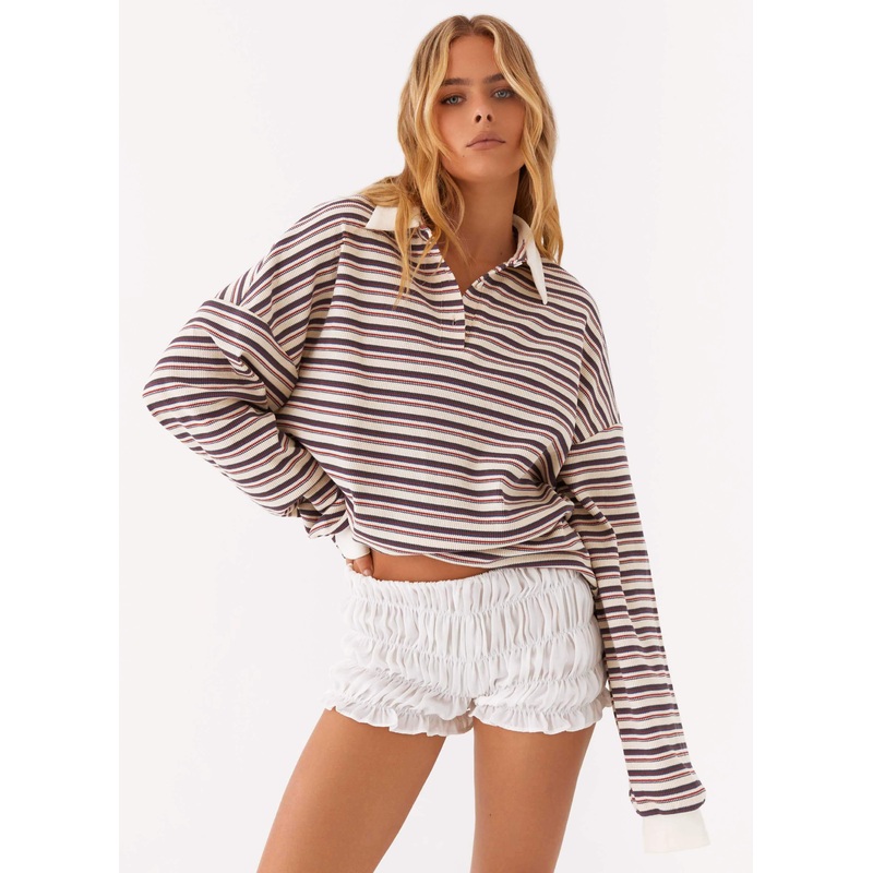 Champion Oversized Polo Top – Multi Stripe
