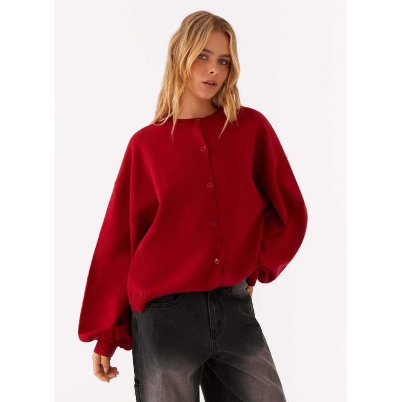 Joey Knit Cardigan – Wine