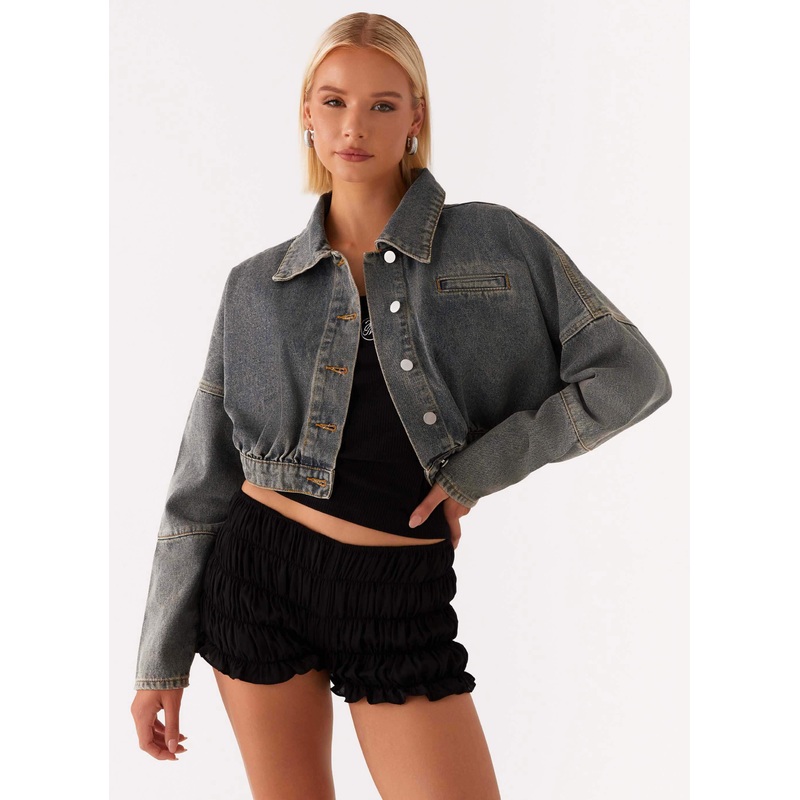 Lilith Boxy Denim Jacket – Vintage Wash
