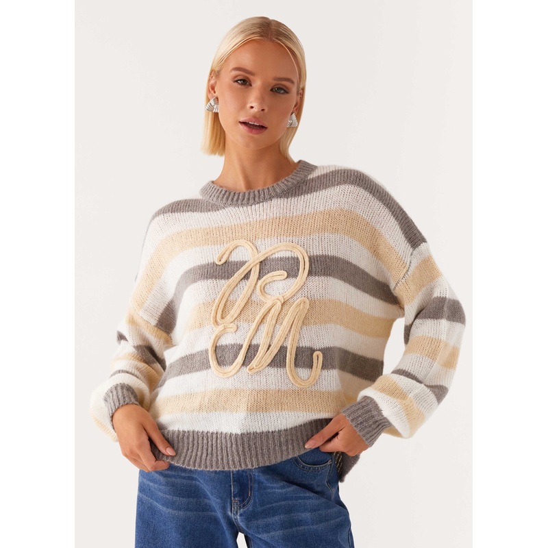 Main Character Oversized Knit Sweater – Stripe