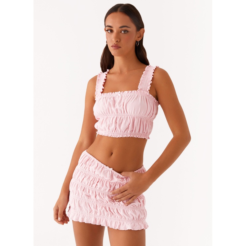 Off by Heart Shirred Skirt – Blush