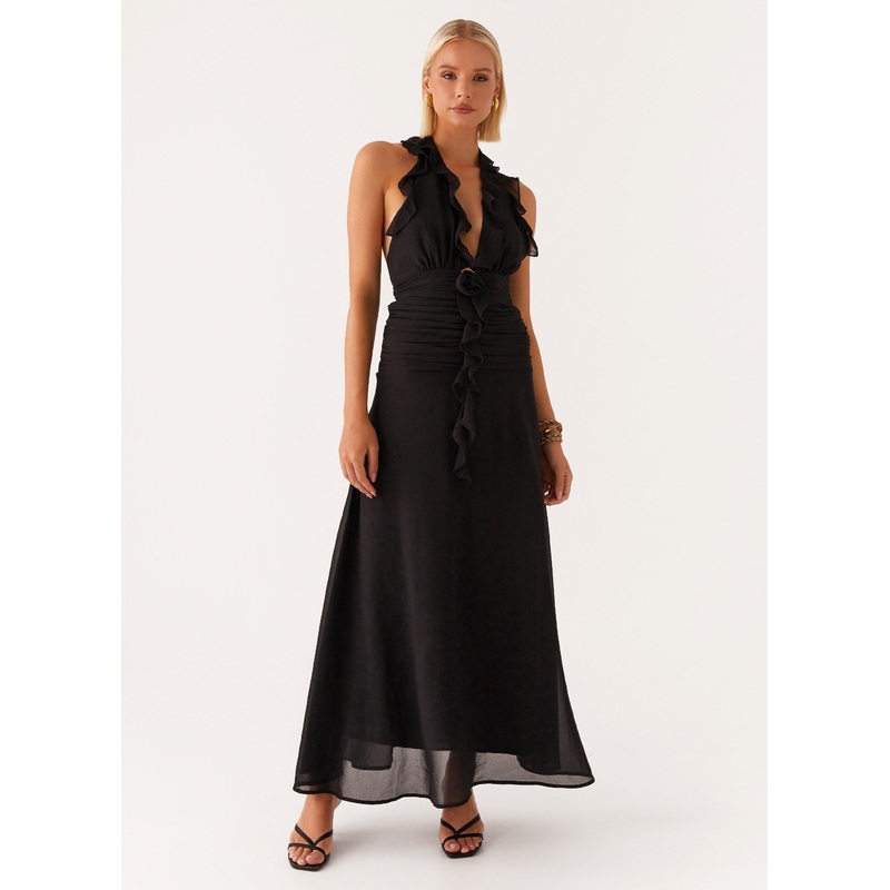What You Need Frill Maxi Dress – Black